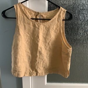 crop linen top BAY in light camel from notPERFECTLINEN